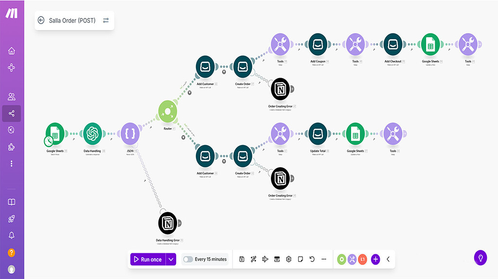 عملت أتمتة بتخلي الطلبات الجديدة تتسجل تلقائيًا في متجر سلة أول ما تتضاف في Google Sheets