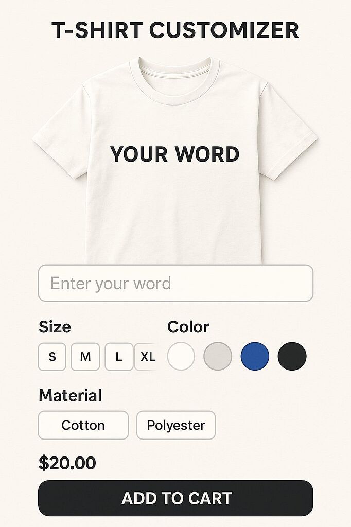 كيف يمكن إضافة خيار ادخال اسم او عبارة للطباعة على المنتج؟